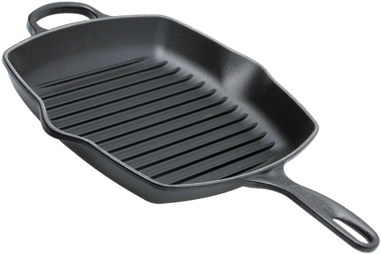 Le Creuset Signature grillpan/skillet 26cm vierkant, zwart