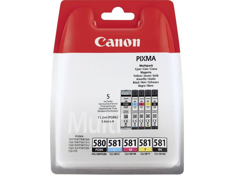 Canon Tinte PGI-580/CLI-581 BK, C, M, Y Tintenset: Schwarz, Cyan, Magenta und Gelb