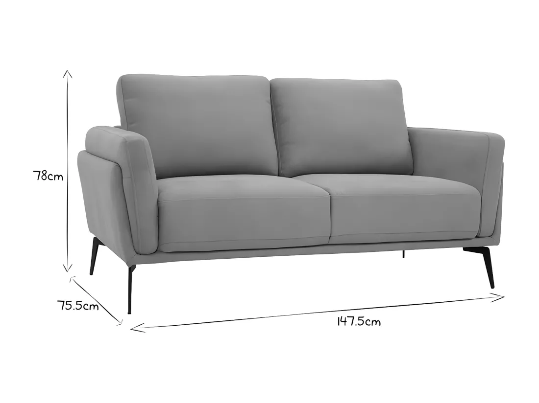 Canapé design 2 places en tissu vert de gris et métal noir MOSCO