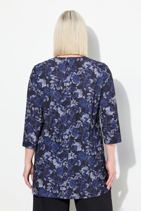 Longshirt, A-Linie, Allovermuster, V-Ausschnitt