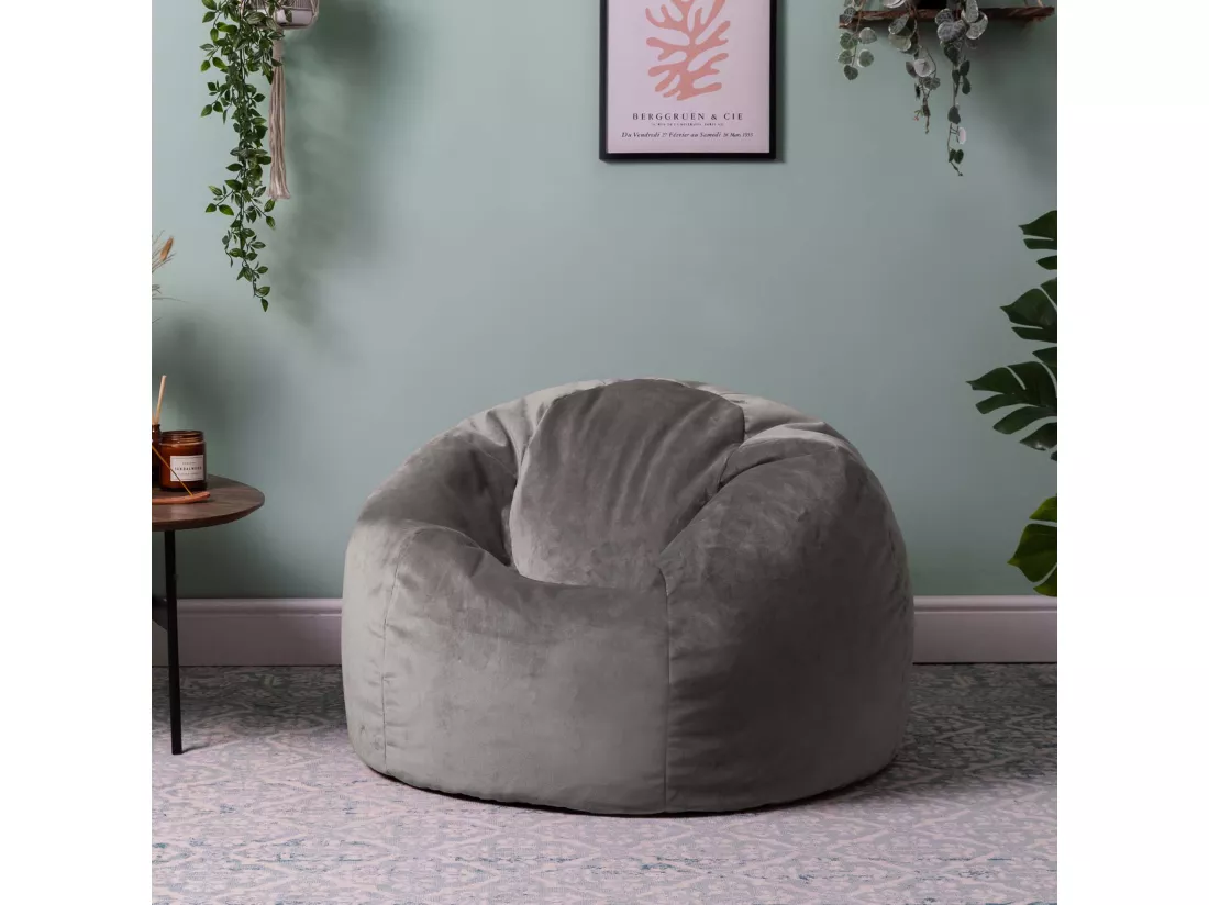 Pouf classique velours gris anthracite - AURORA