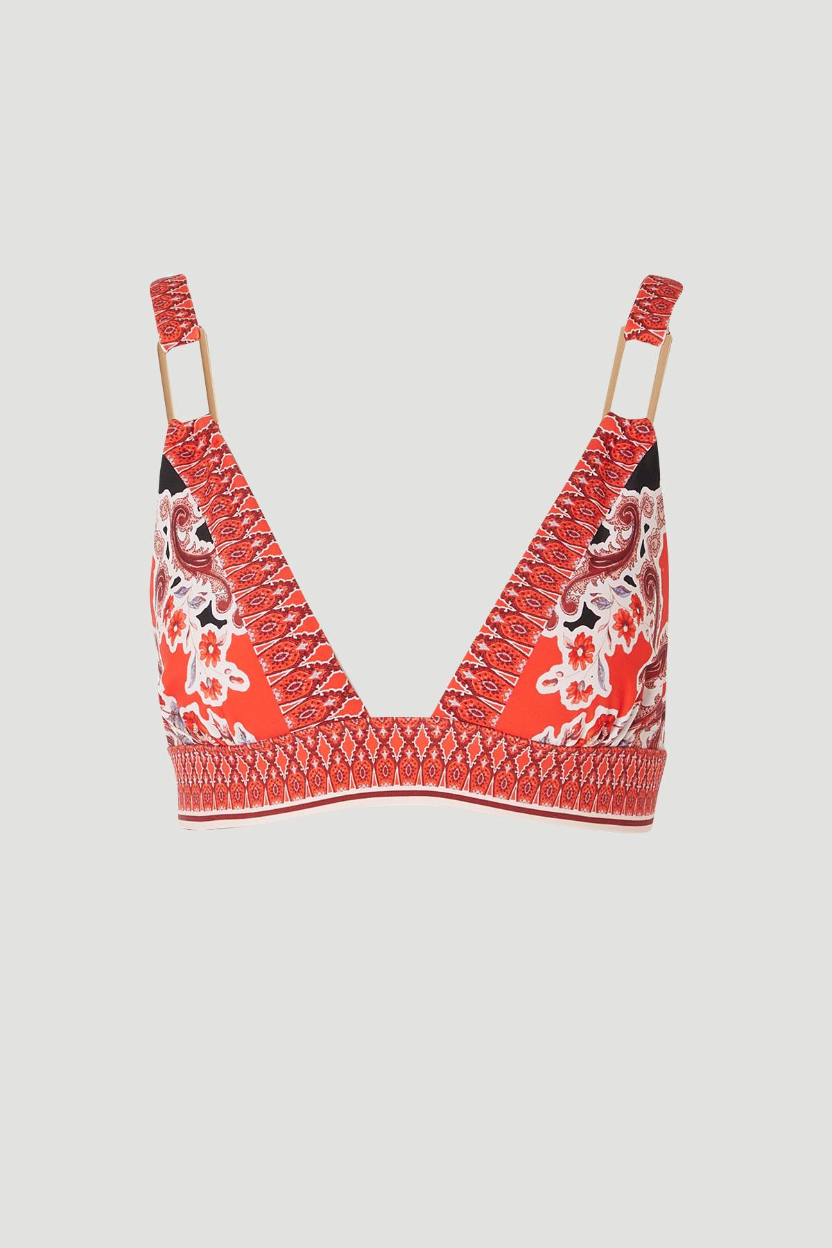 KarenMillen Haut de Bikini Plongeant à Imprimé Foulard Effet Miroir