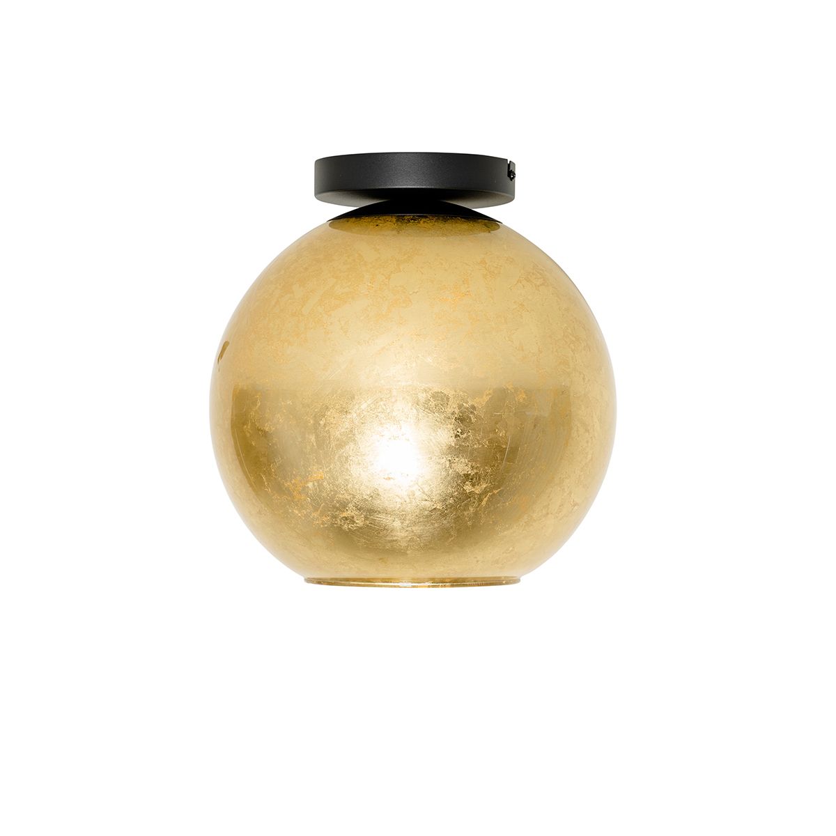 Design plafondlamp zwart met goud glas - Bert