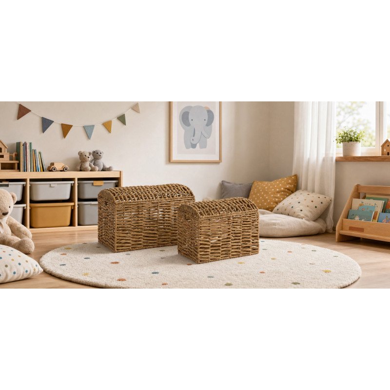 Lot Xuliana de 2 malles en fibres naturelles finition naturelle