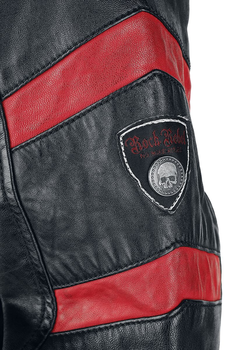 Veste En Cuir Motard Rouge/Noir | Rock Rebel by EMP Veste en cuir