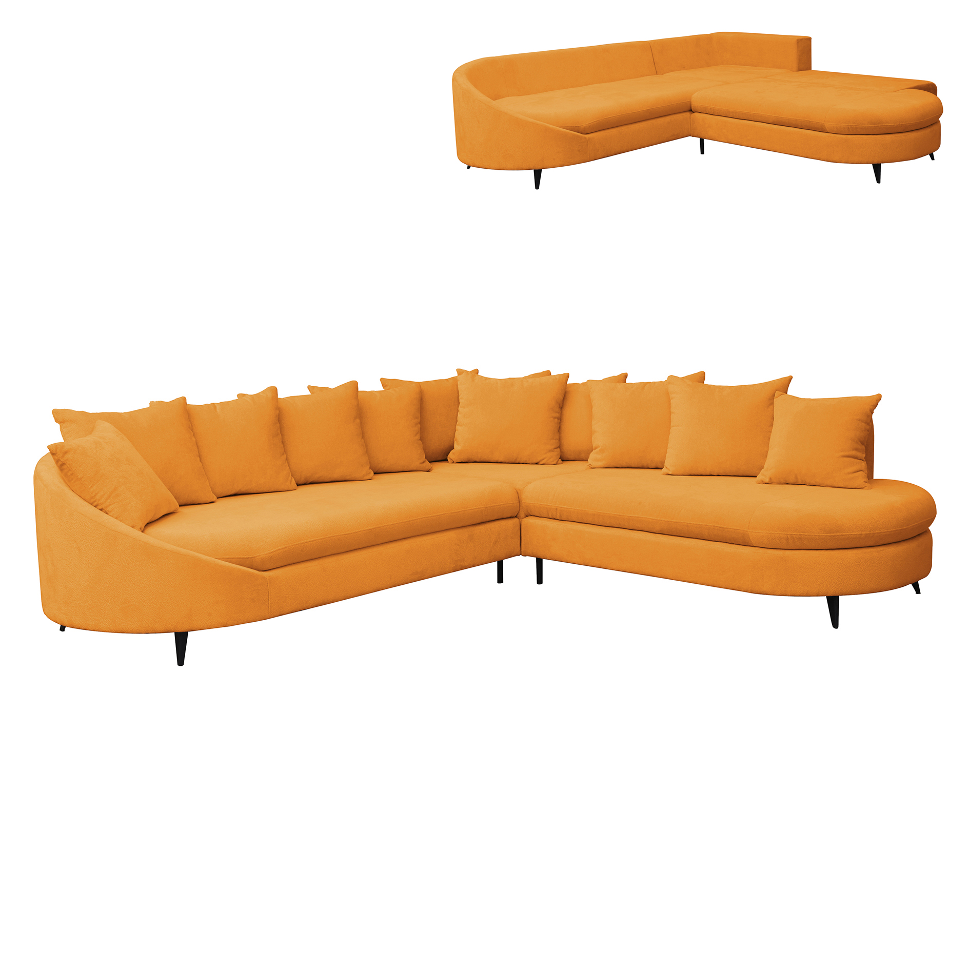 Ecksofa - inca gold - mit Liegefunktion und Staukasten - Ottomane rechts