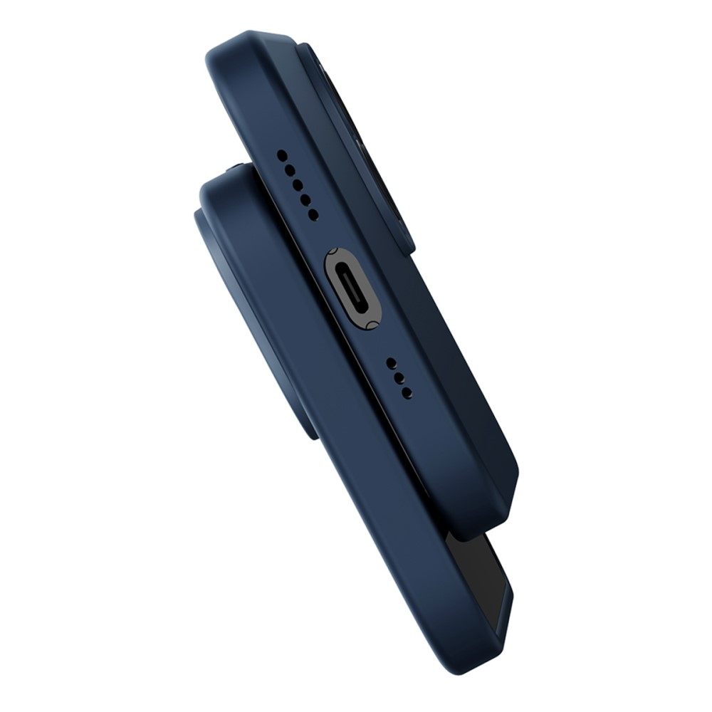 iPhone 14 Pro MagSafe Silikon Case Hülle mit Kameraschutz   Display Panzerglas - Dunkelblau