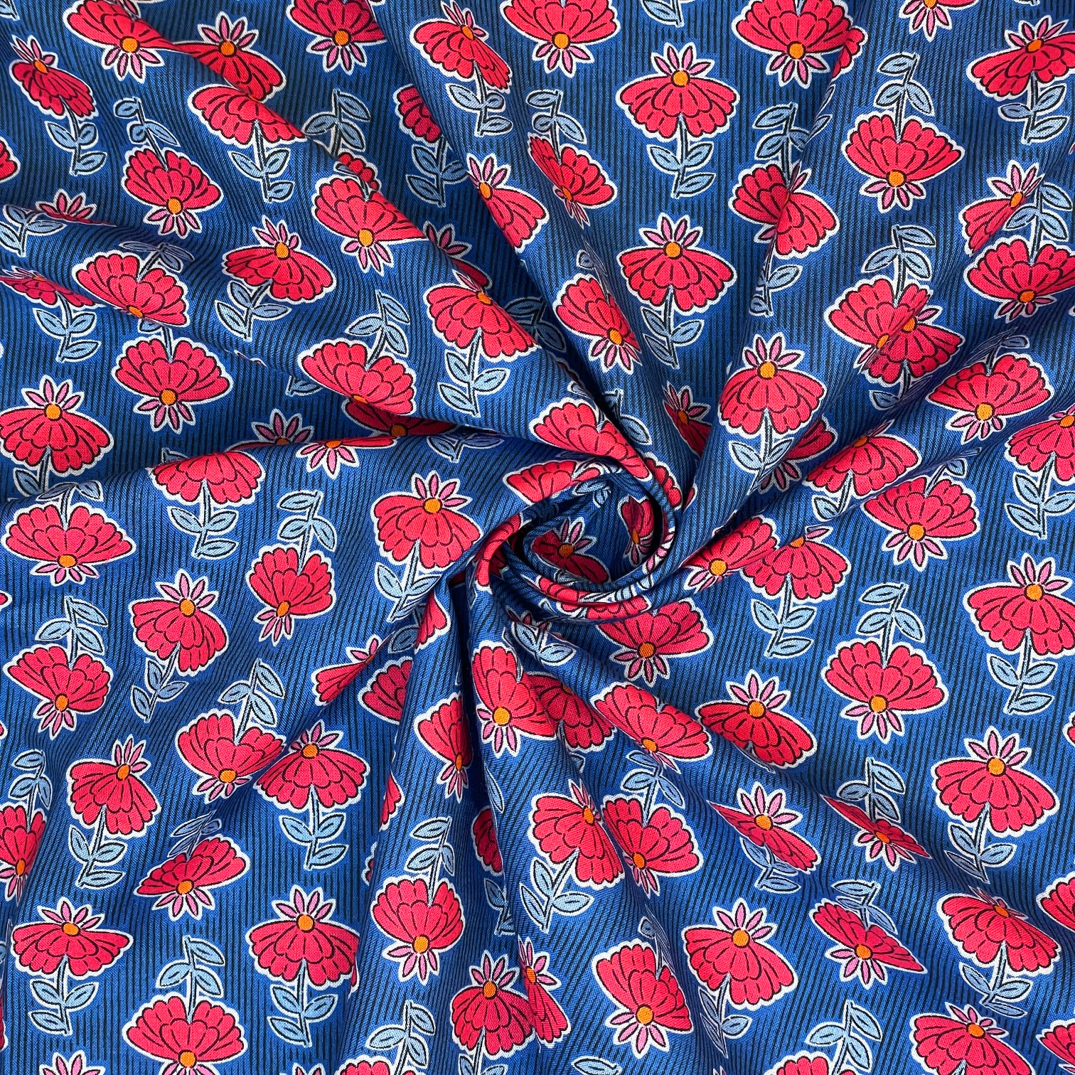 Coupon Tissu 1 M Ex2544 Shanti Bleu