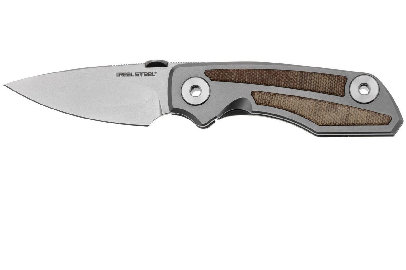Real Steel Delta 2600, 7101N, Stonewashed S35VN, Titanium Natural Micarta Inlay, zakmes