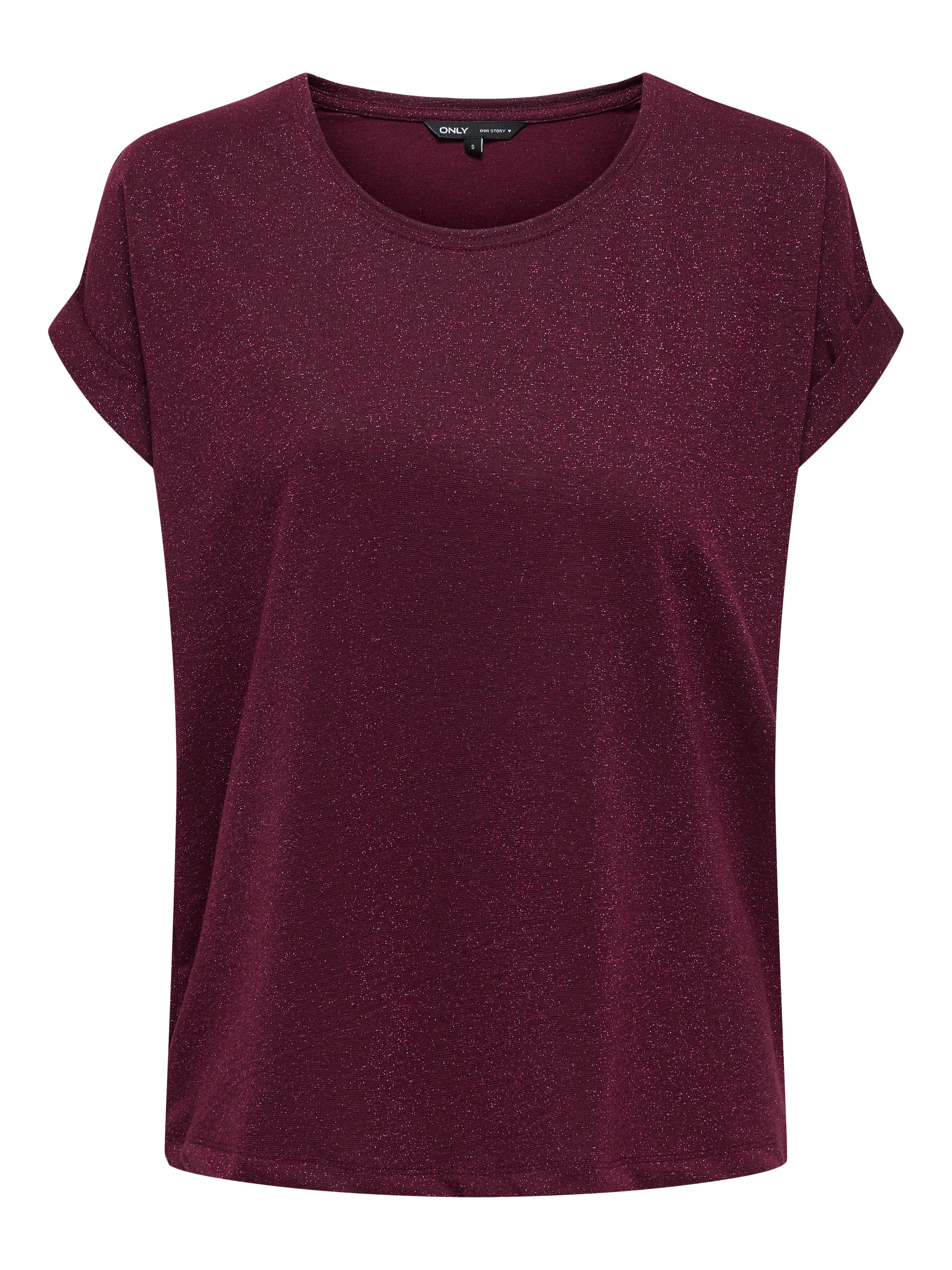 ONLY CARMAKOMA Kurzarmshirt »CARMOSTER GLITTER S/S TOP JRS NOOS«, leicht glitzernde Optik