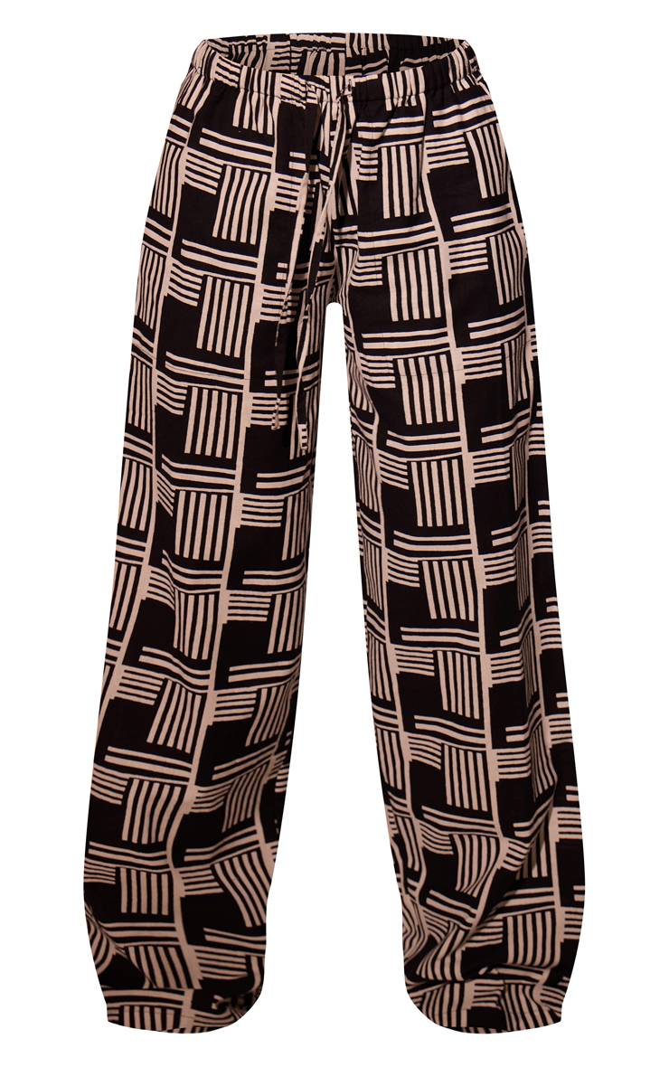 Monochrome Pantalon À Rayures En Mélange Coton Lin Avec Taille À Cordon