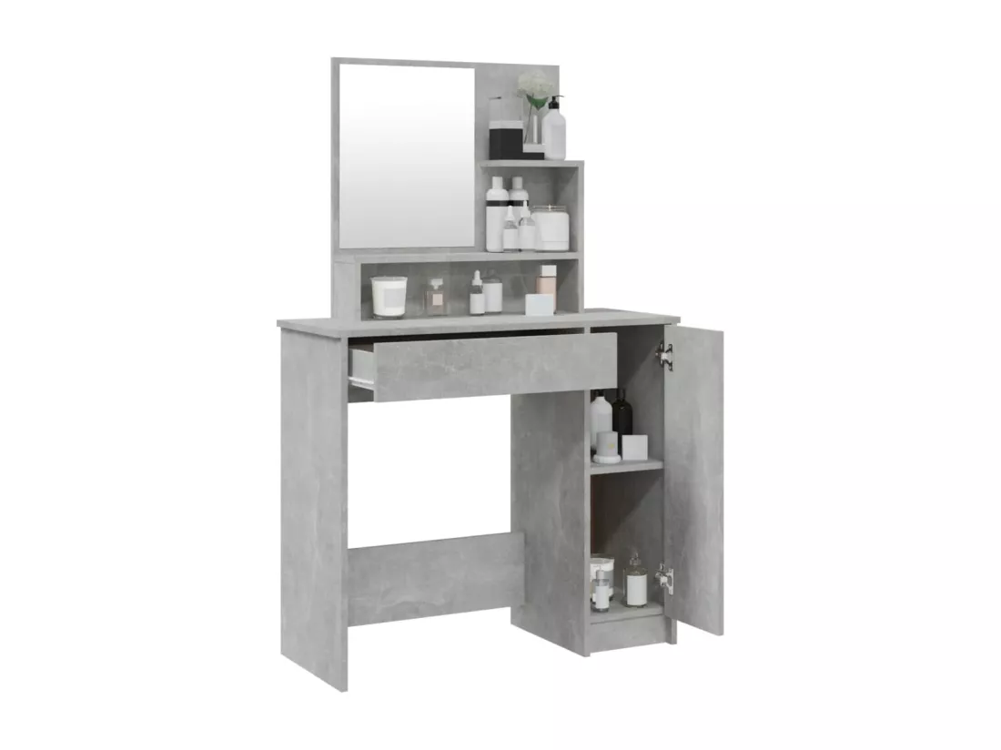 Coiffeuse avec miroir Gris béton 86,5x35x136 cm