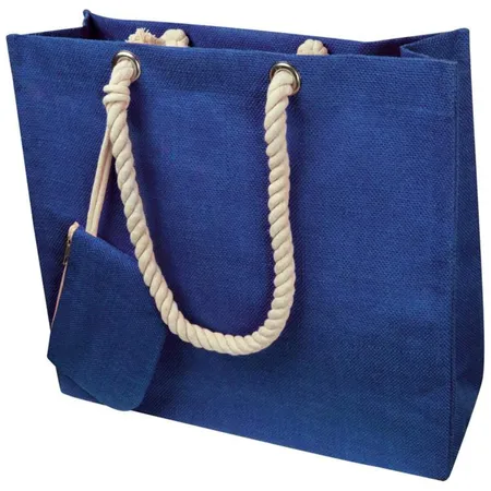 Macma Einkaufstasche Jutetasche mit Kordel, blau