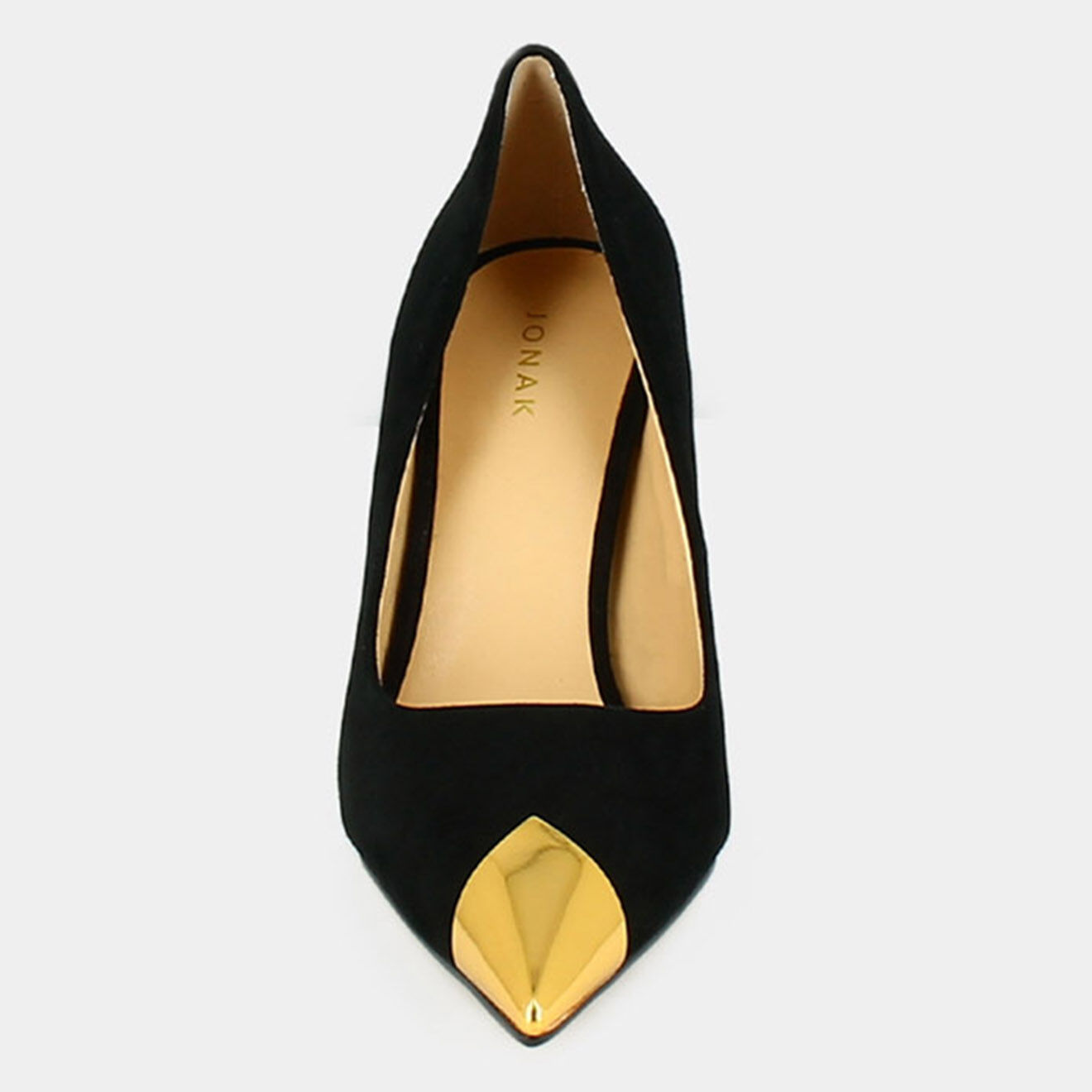 Jonak Escarpins en Velours de Cuir Midi noir/doré - Talon 10 cm