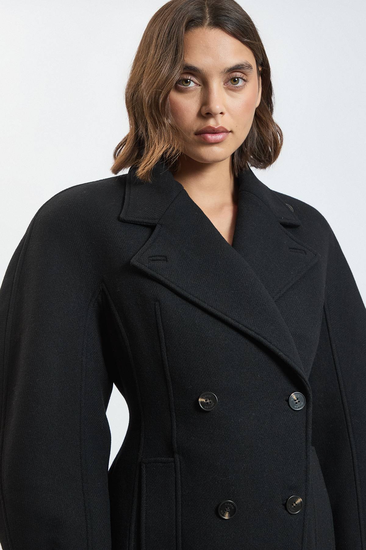 KarenMillen Manteau Mi-long Ajusté En Laine À Manches Arrondies