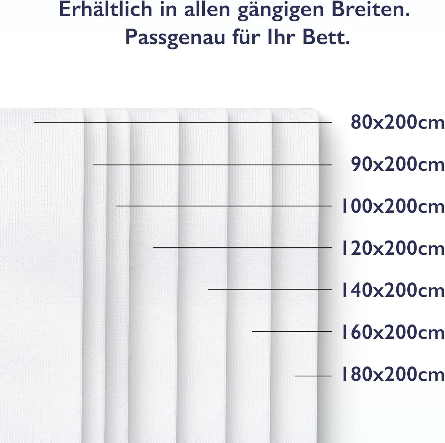 viscoelastische Comfort Matratzenauflage, Visco-Topper, RG 55 Kaschmirbezug 8cm hoch 90x190cm Weiß