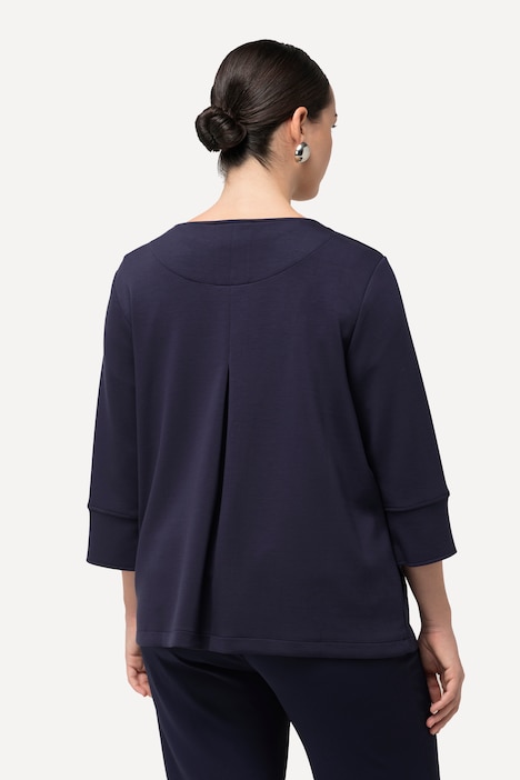 Jersey-Jacke, offene Form, Rundhals, 3/4-Arm