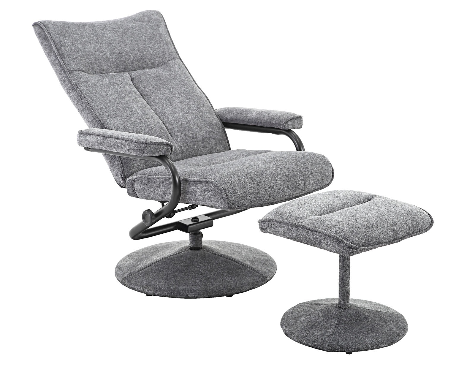 Relaxsessel mit Hocker Gera 76 x 90-104 x 80-110 cm grau
