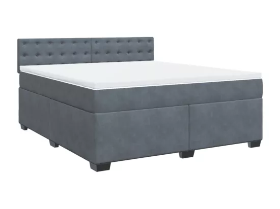 Sommier à lattes de lit et matelas Gris foncé 180x200cm Velours