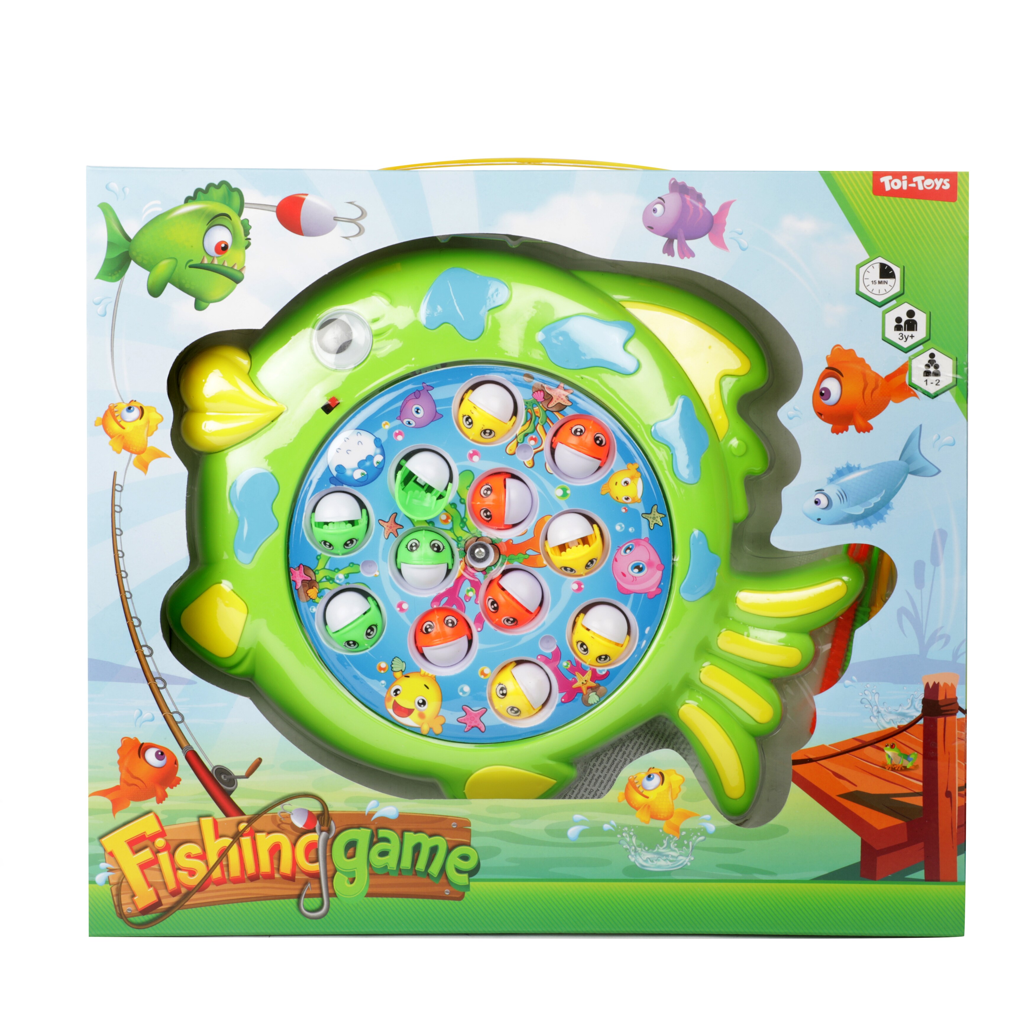 Toi-Toys 52245B - Angelspiel Drehscheibe - Fange den Fisch (mit Ton) Fische angeln Kinderspiel