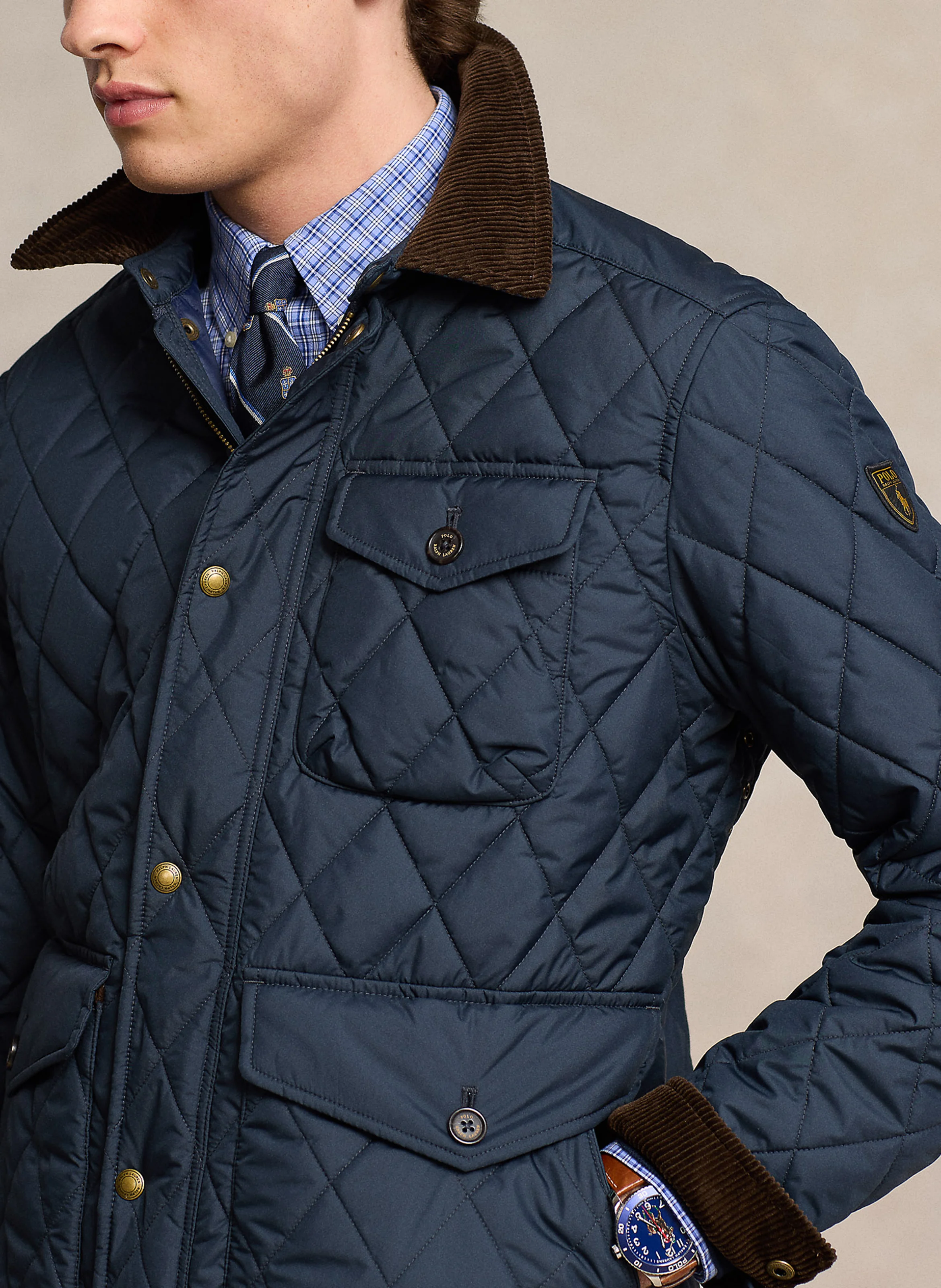 Veste droite matelassée | Bleu