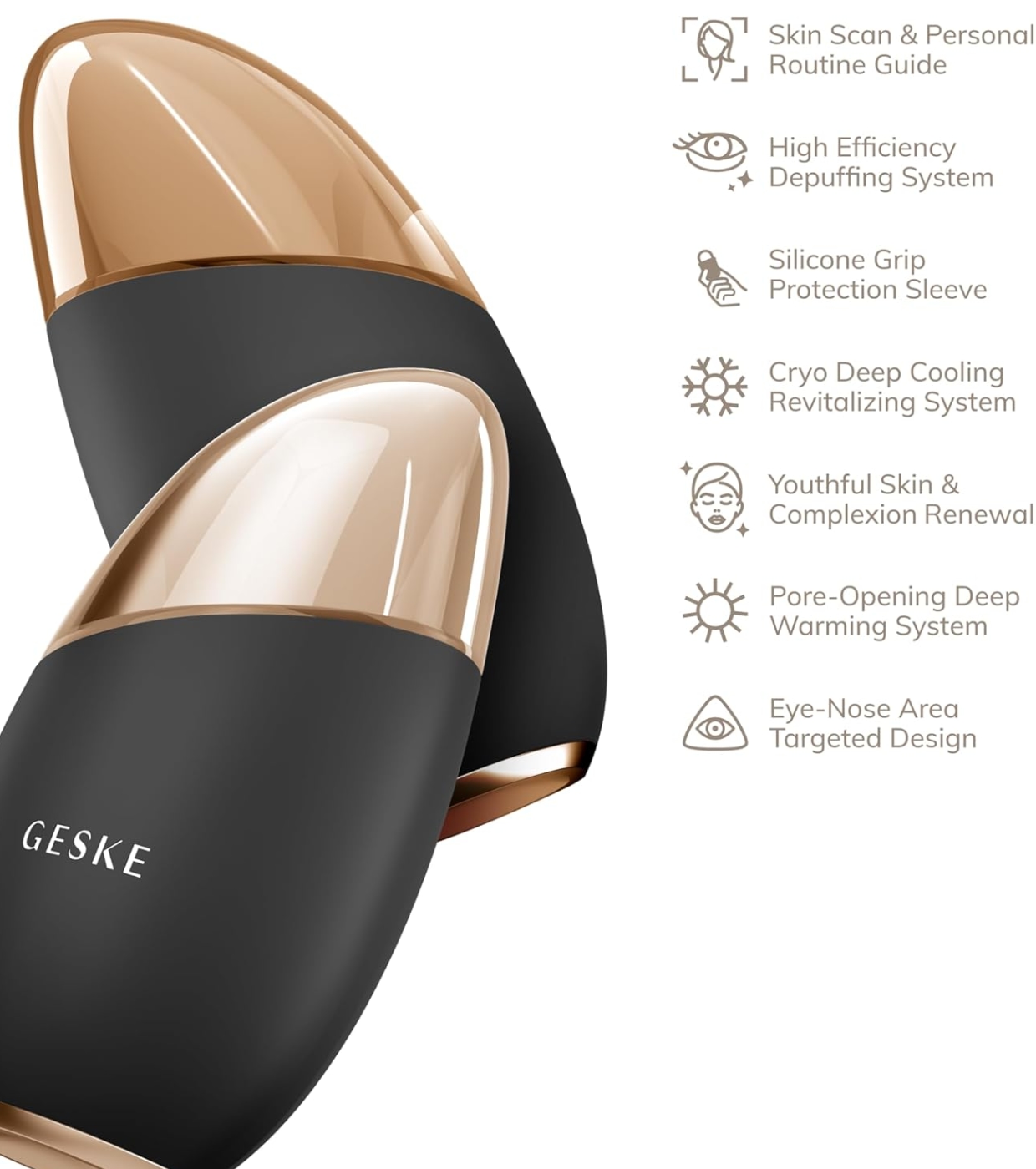 GESKE - Massageador 7 em 1 para olhos e rosto Cool & Warm - Black Gold