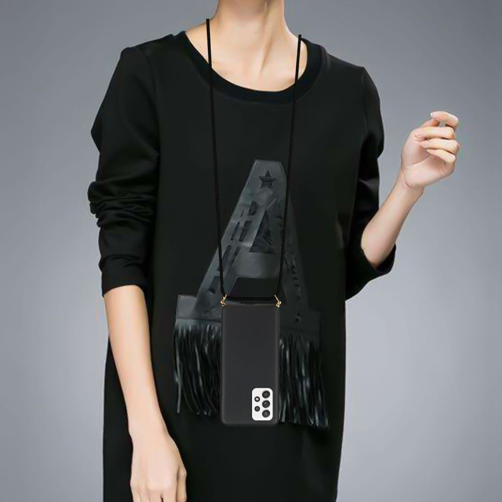 Samsung Galaxy A33 5G Necklace Bio Gummi Case Hülle Eco Friendly Nachhaltig Kompostierbar   Handykette (150cm) - Schwarz