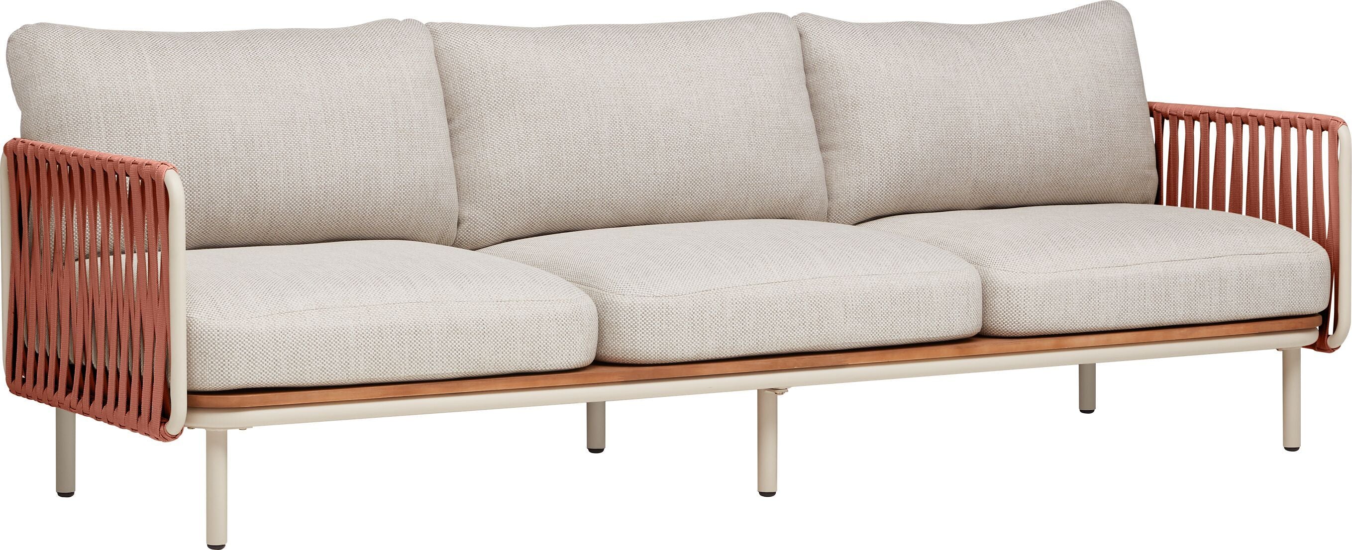 NIHOA 3er Sofa Arml. Rope Terracotta - Terra / B: 234.0 cm x T: 81.0 cm x H: 18.0 cm