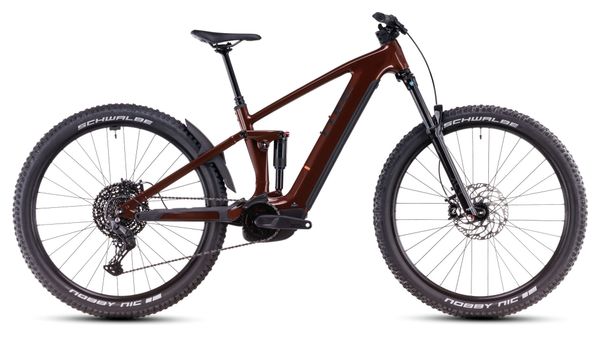 VTT Électrique Tout-Suspendu Cube Stereo Hybrid One44 Pro 800 Shimano Cues 11V 800 Wh 27.5'' Rouge Bourbon 2025