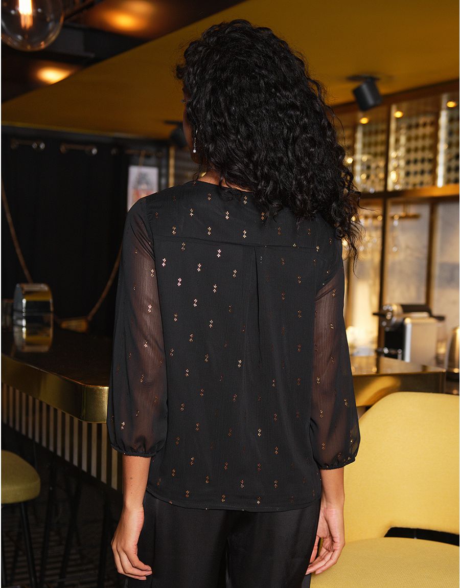 Blouse noir à motifs