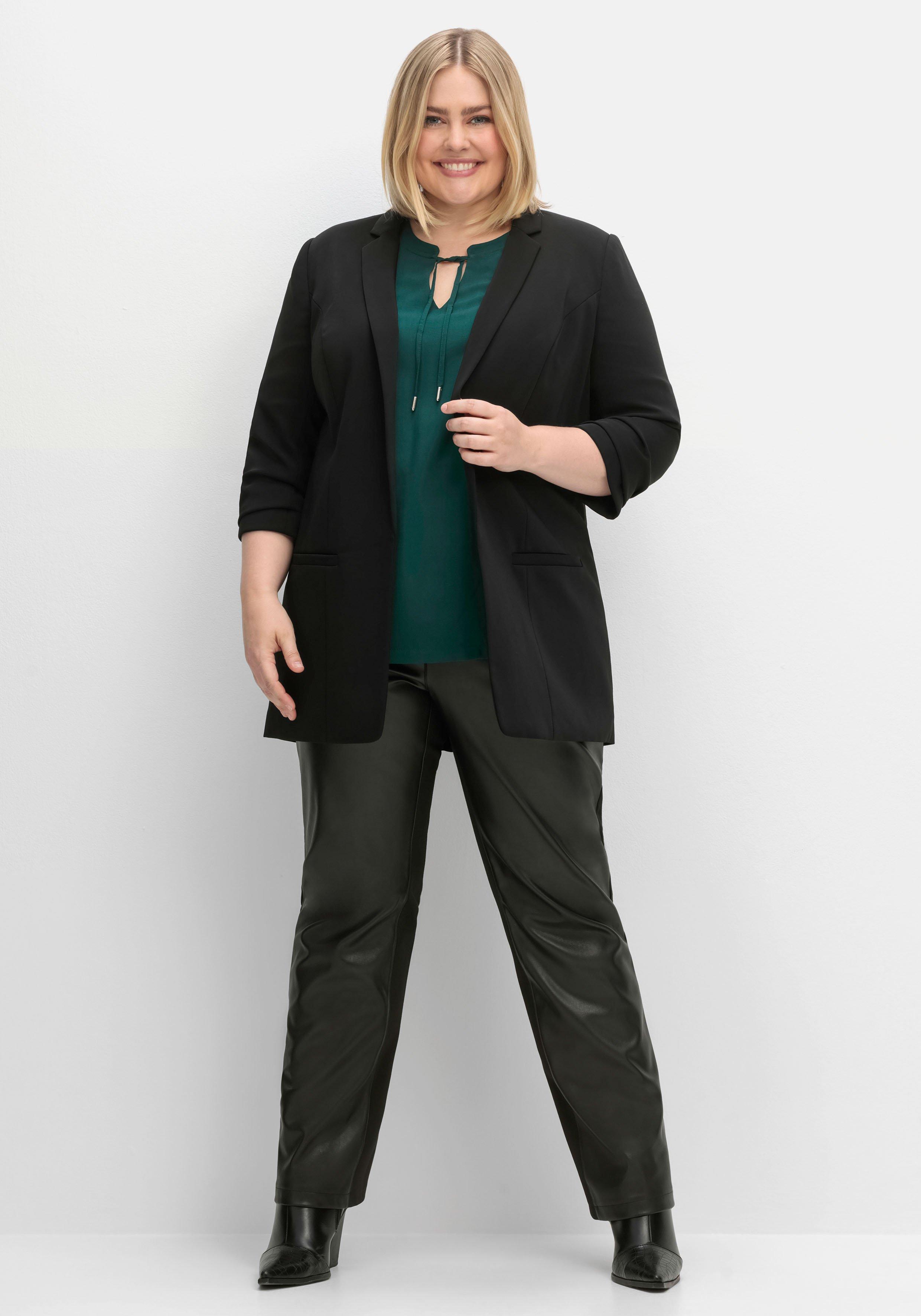 Verschlussloser Longblazer mit 3/4-Arm, gefüttert