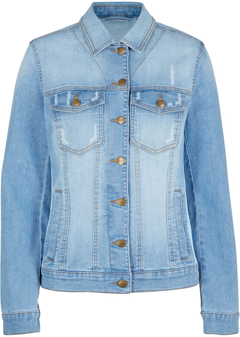 Veste en jean à empiècement latéral côtelé