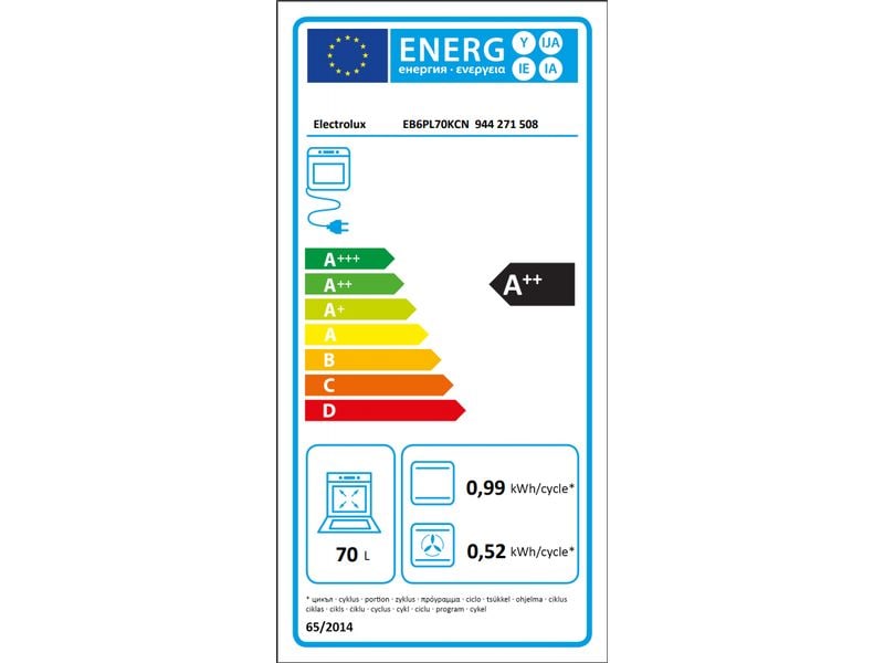 Electrolux Einbaubackofen EB6PL70KCN Chrom A Backofen für den Einbau