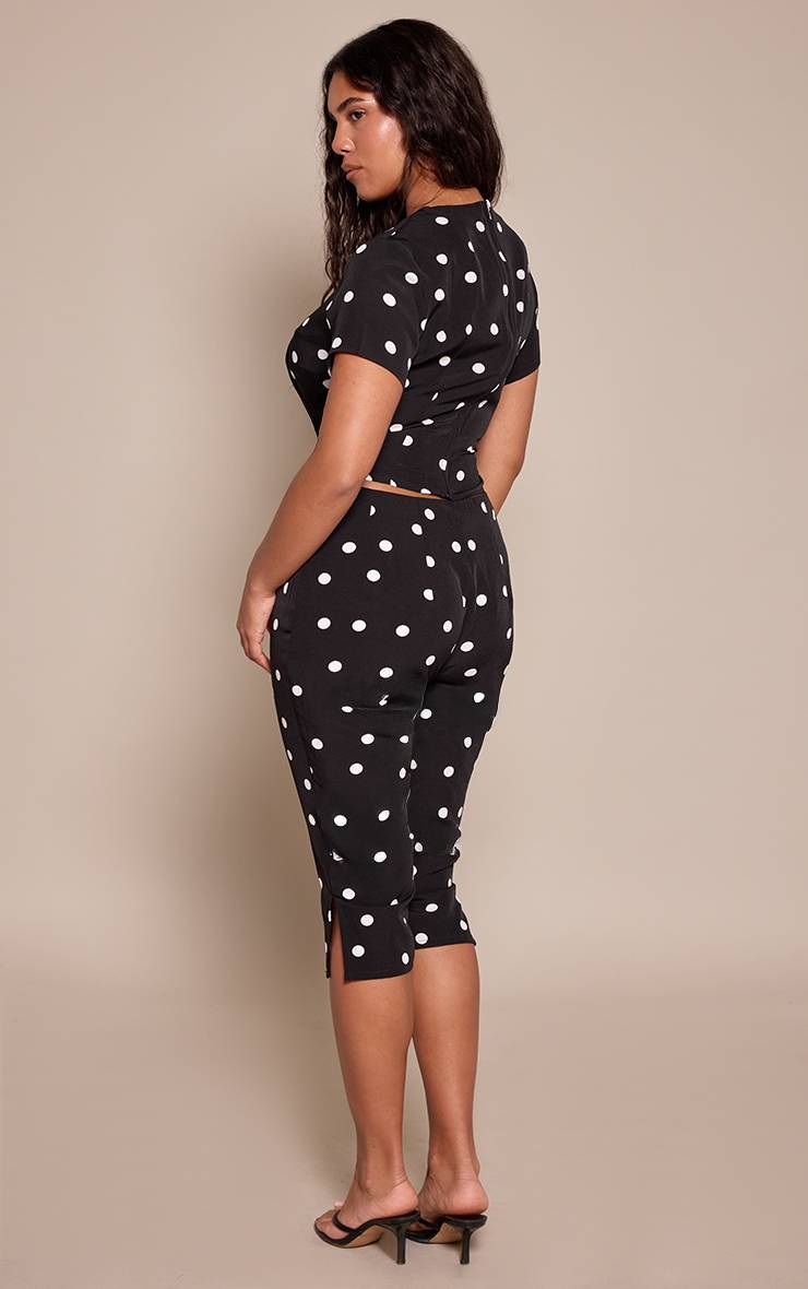 White Polkadot Pantalon Capri À Pois Sculptant