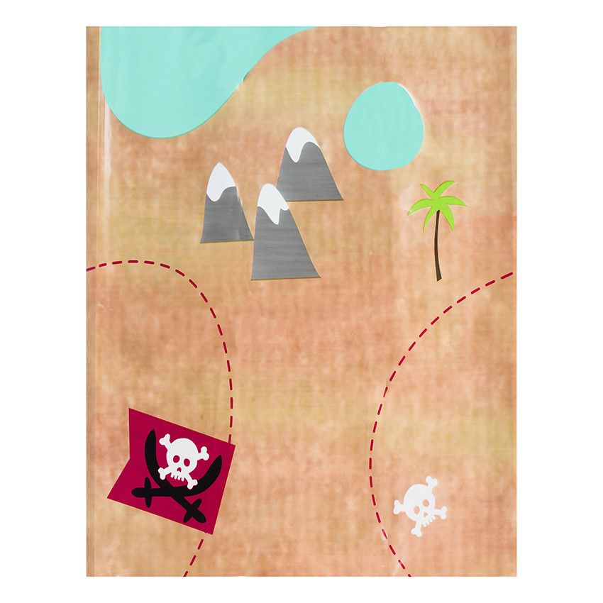 Nappe anniversaire Pirate motif carte au trésor 110 x 180 cm - Bleu ou Jaune