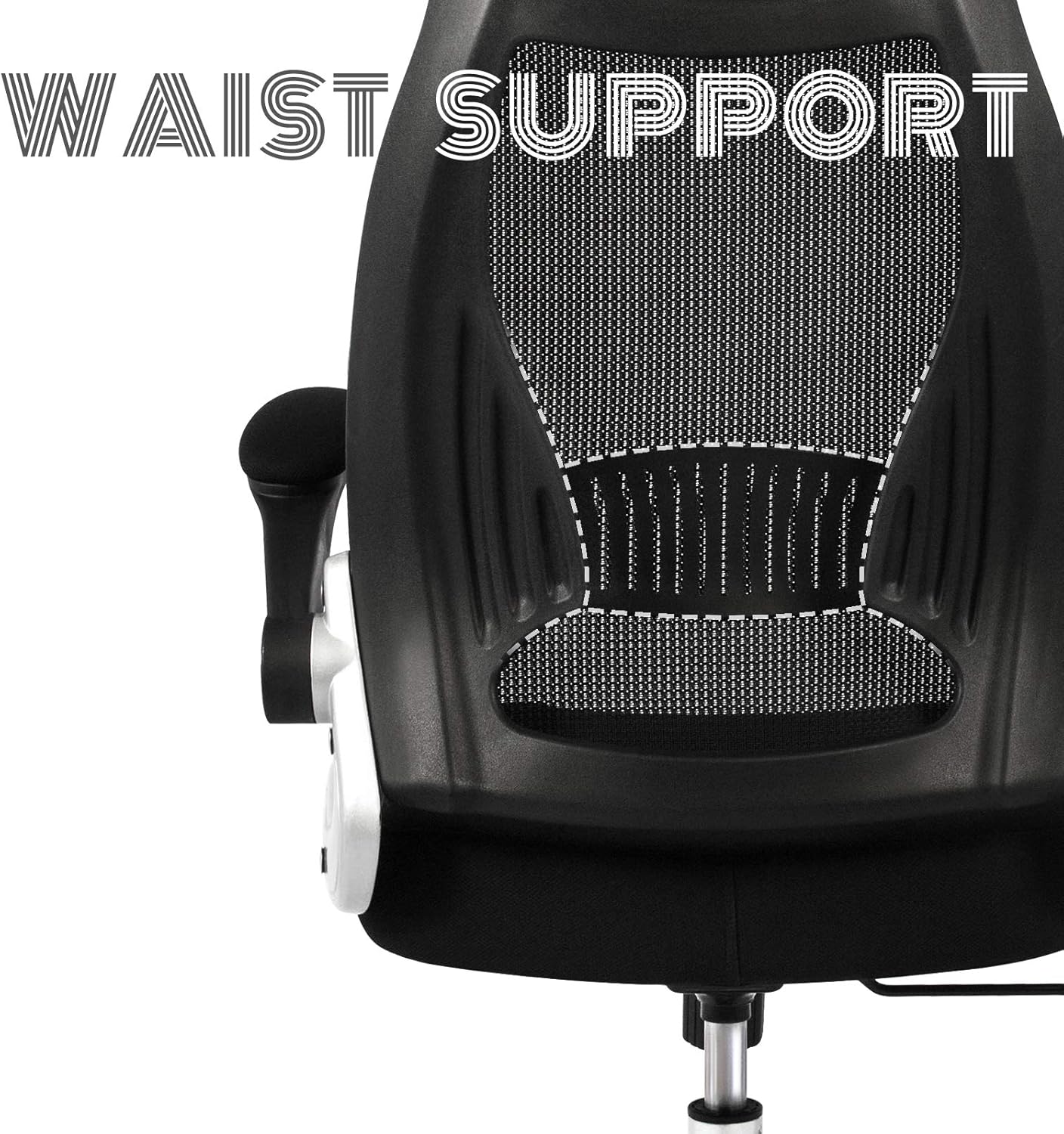 IntimaTe WM Heart Bürostuhl, Schreibtischstuhl Ergonomisch, Chefsessel mit Integrierter Kopfstütze, Klappbare Armlehnen, Wippfunktion, 64 x 64 x 127.5cm (Schwarz)
