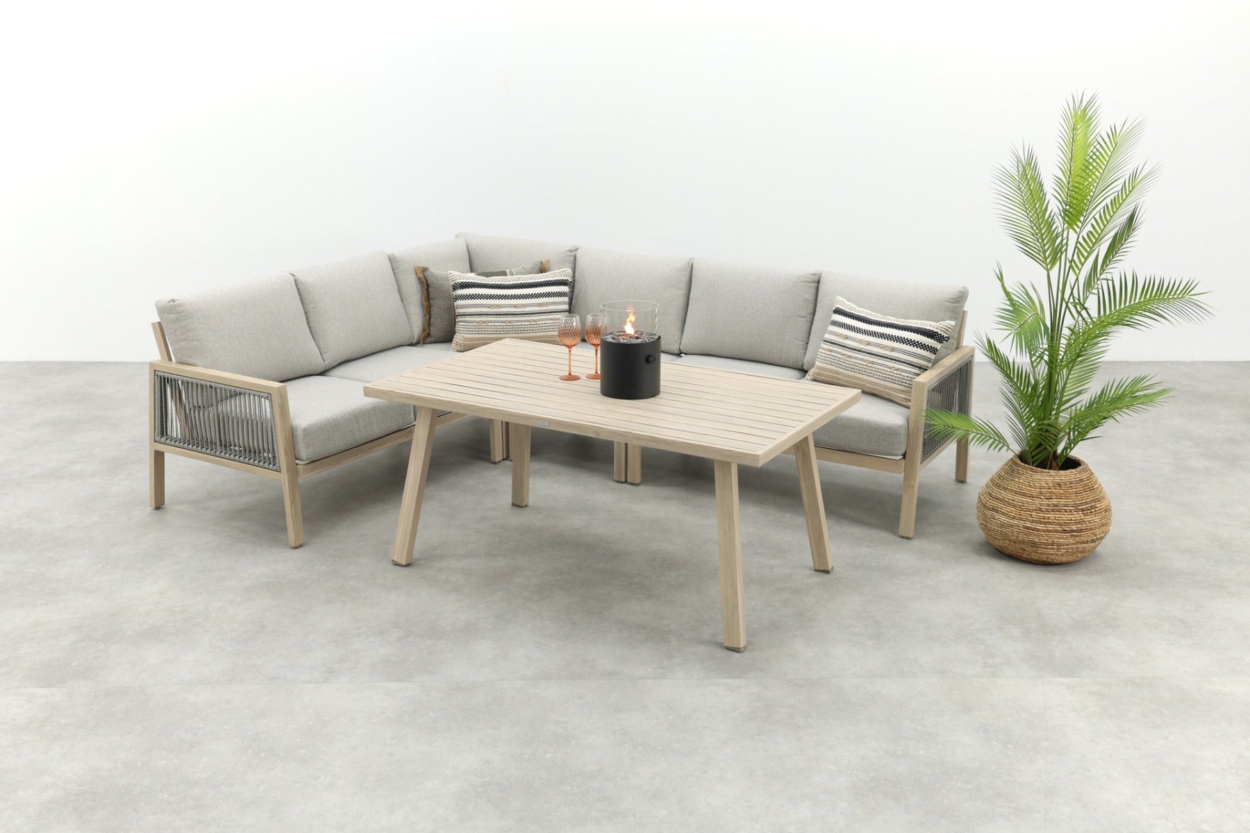Decala aluminium lounge-dining set - licht eikenlook