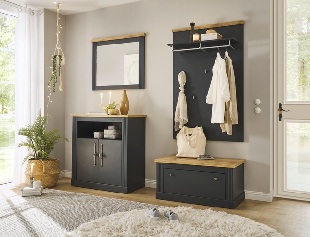 Home affaire Garderoben-Set »Westminster BESTSELLER!« Schuhbank, Spiegel, Kommode, Wandpaneel, 4 Stk. tlg.