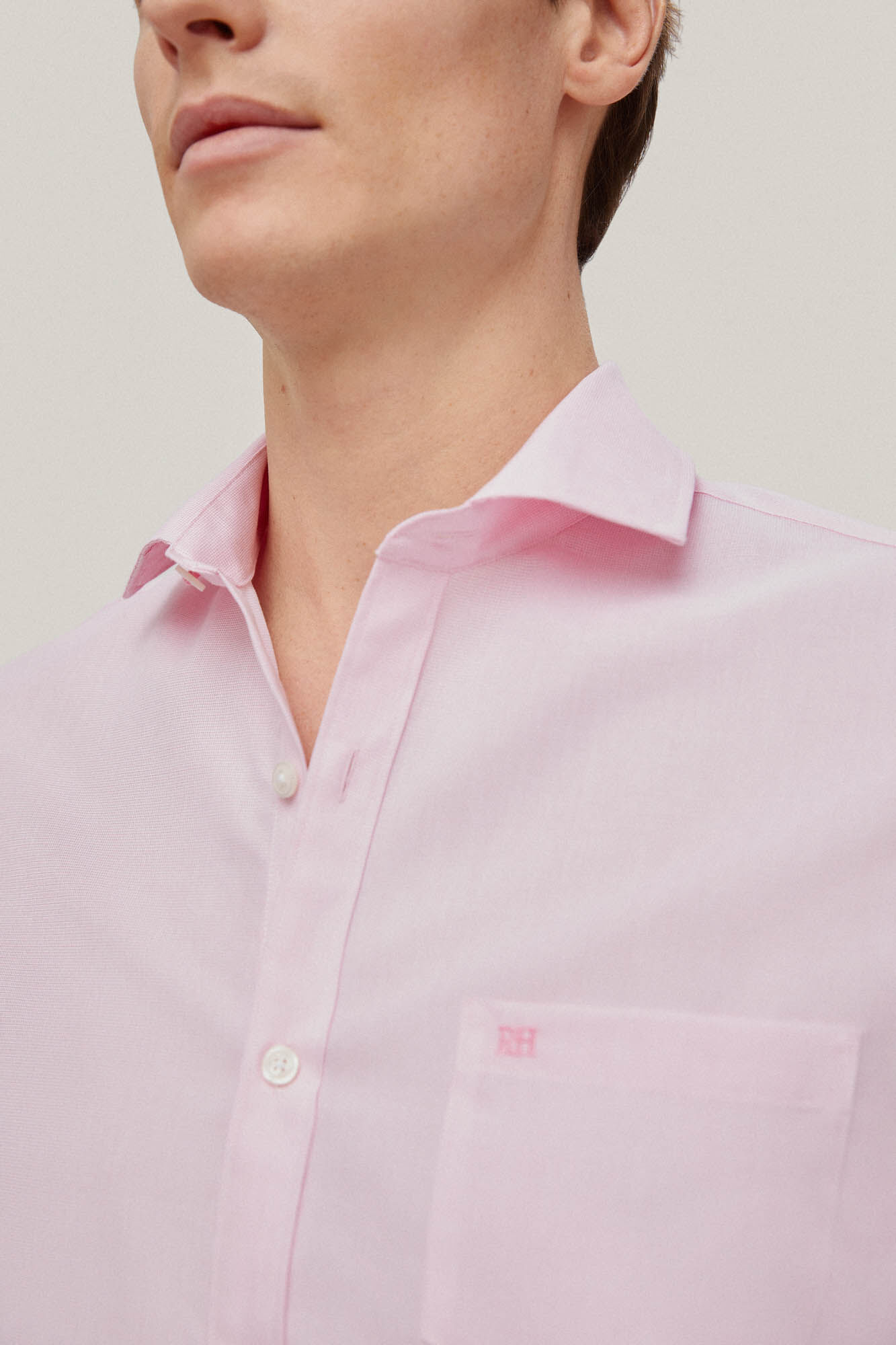 Camisa micro xadrez que não precisa passar - Rosa