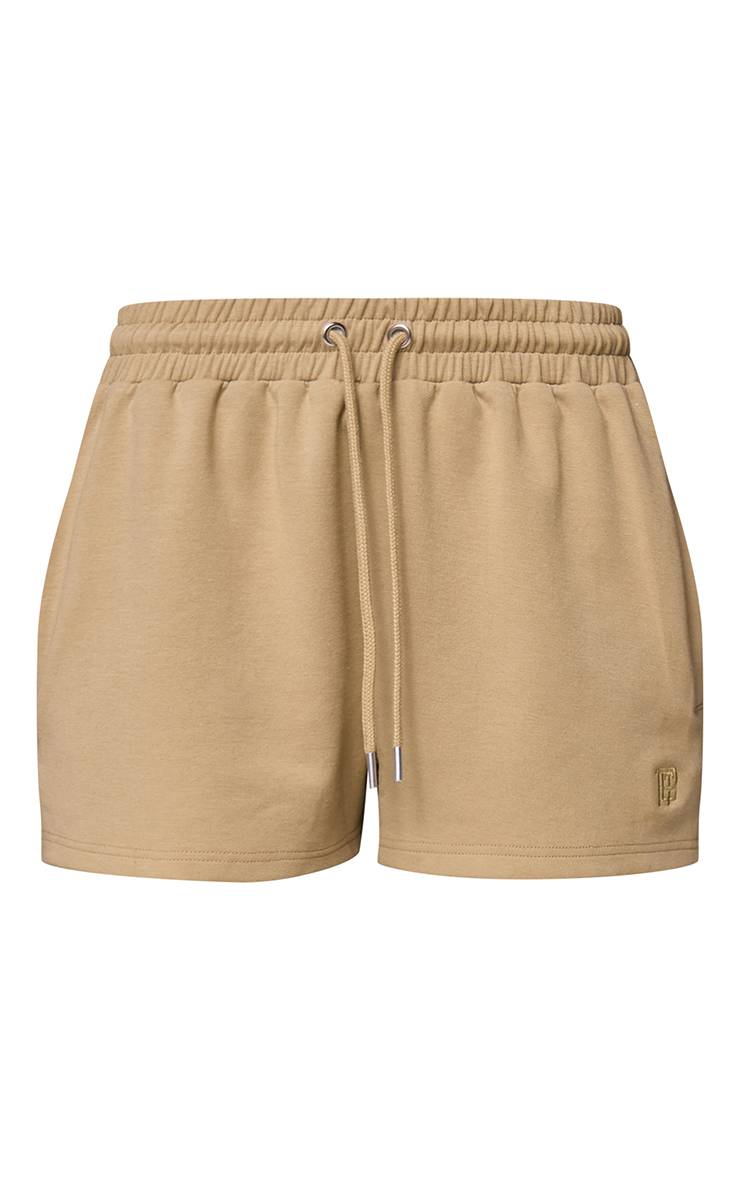 Vert Sauge Short En Coton Interlock Brodé