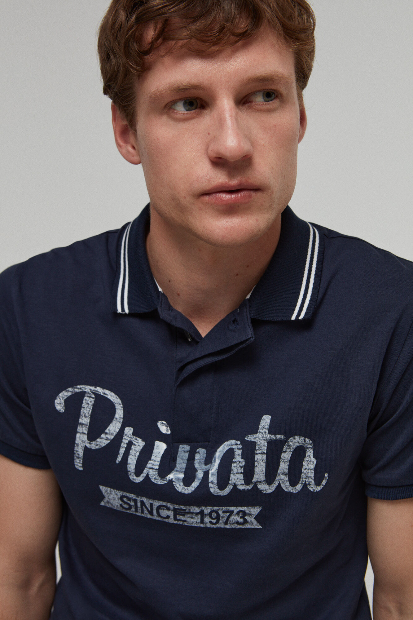 Polo alg mc print private - Azul marinho