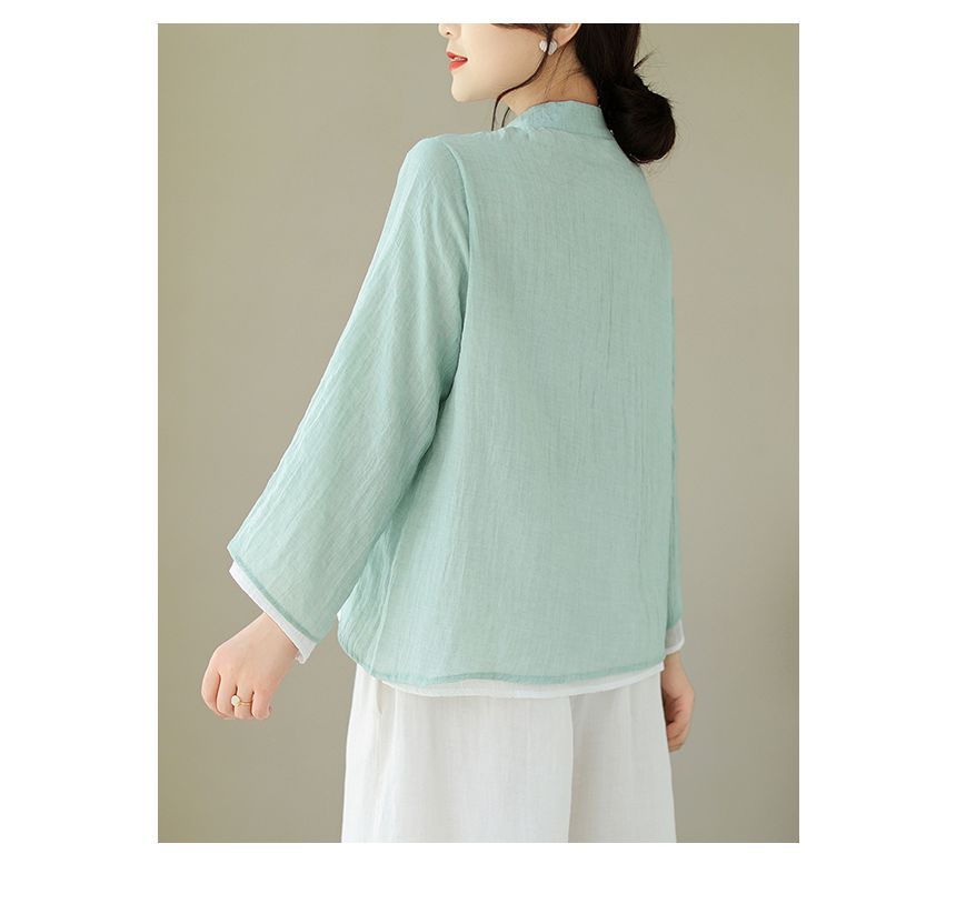 ZIMO - Hanfu blouse met bloemenborduursel