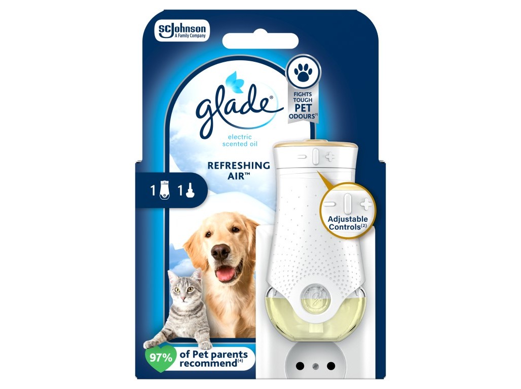 AMBIENTADOR ELÉCTRICO APARELHO GLADE PET REFRESHING AIR 20ML