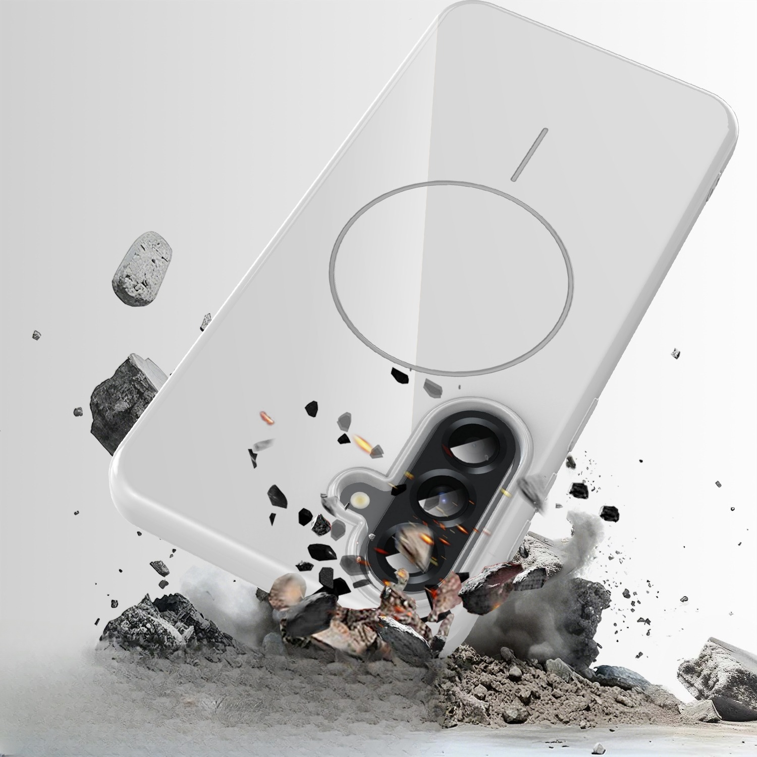 Samsung Galaxy A17 Gummi Case Hülle   Trageschlaufe MagSafe-Modul - Weiss