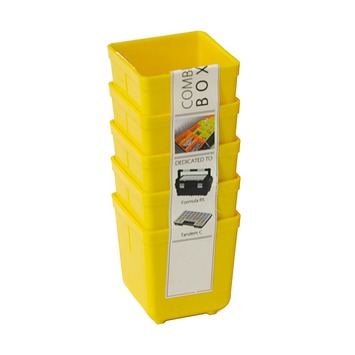 Inzetbakje voor assortimentsdoos ca. 4x4x4 cm geel 5 stuks