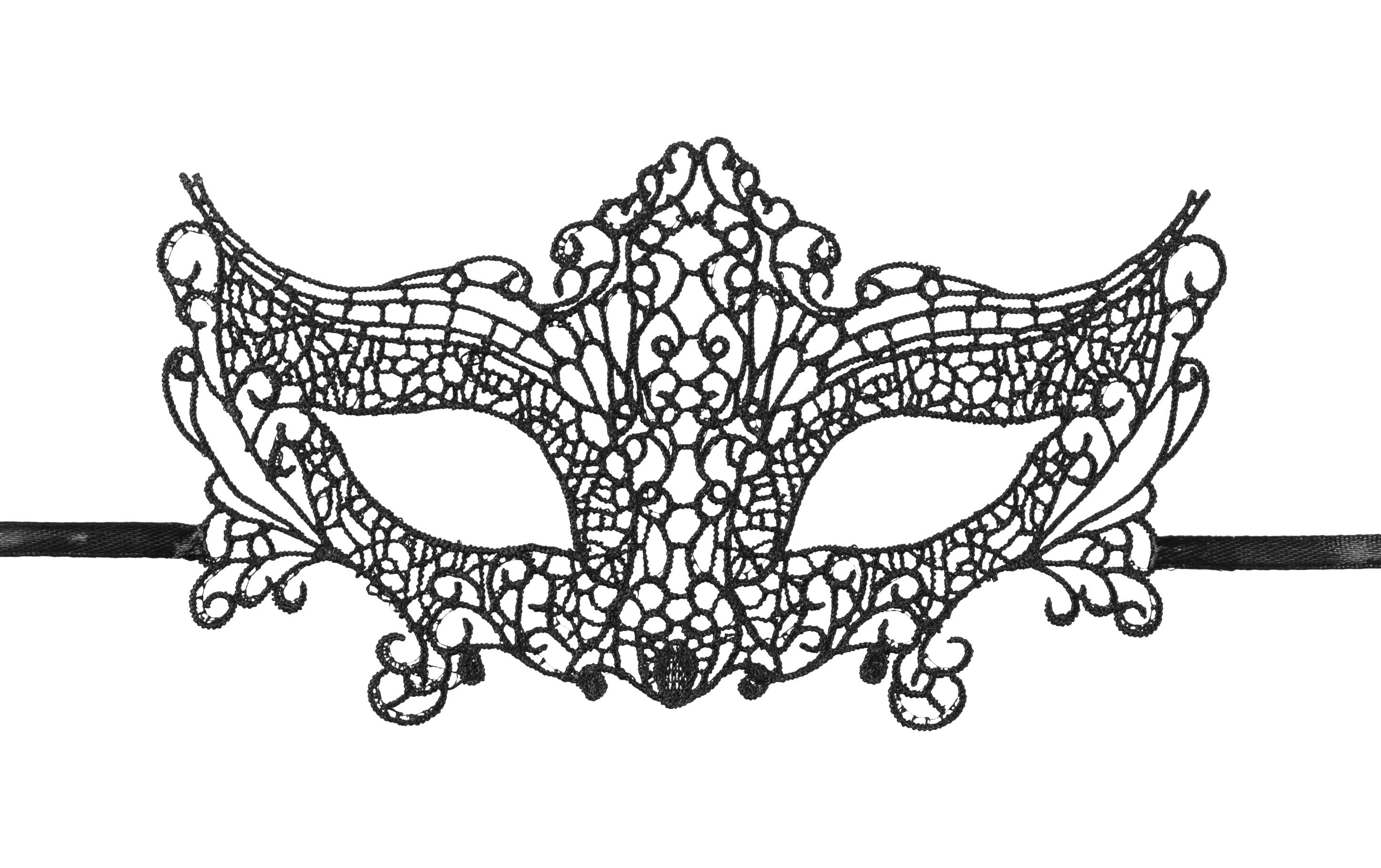 Partyaccessoire Maske aus Spitze 11 x 20 cm, Muster3Partymaske in Schwarz