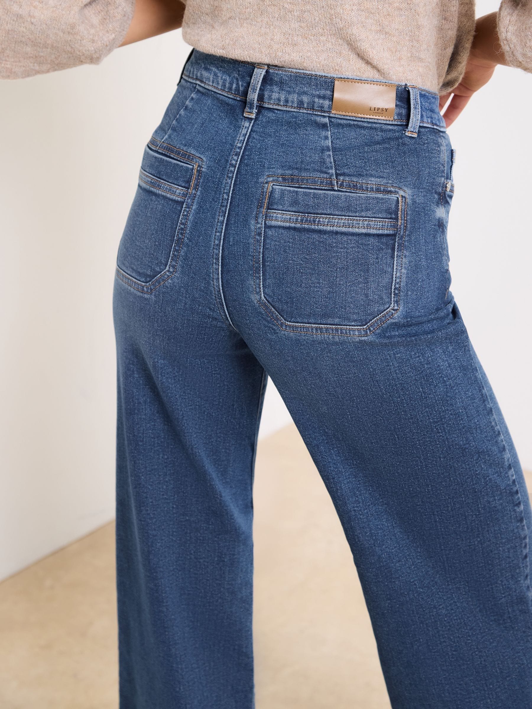Lichte wassing blauw - Lipsy cropped jeans met wijde pijpen