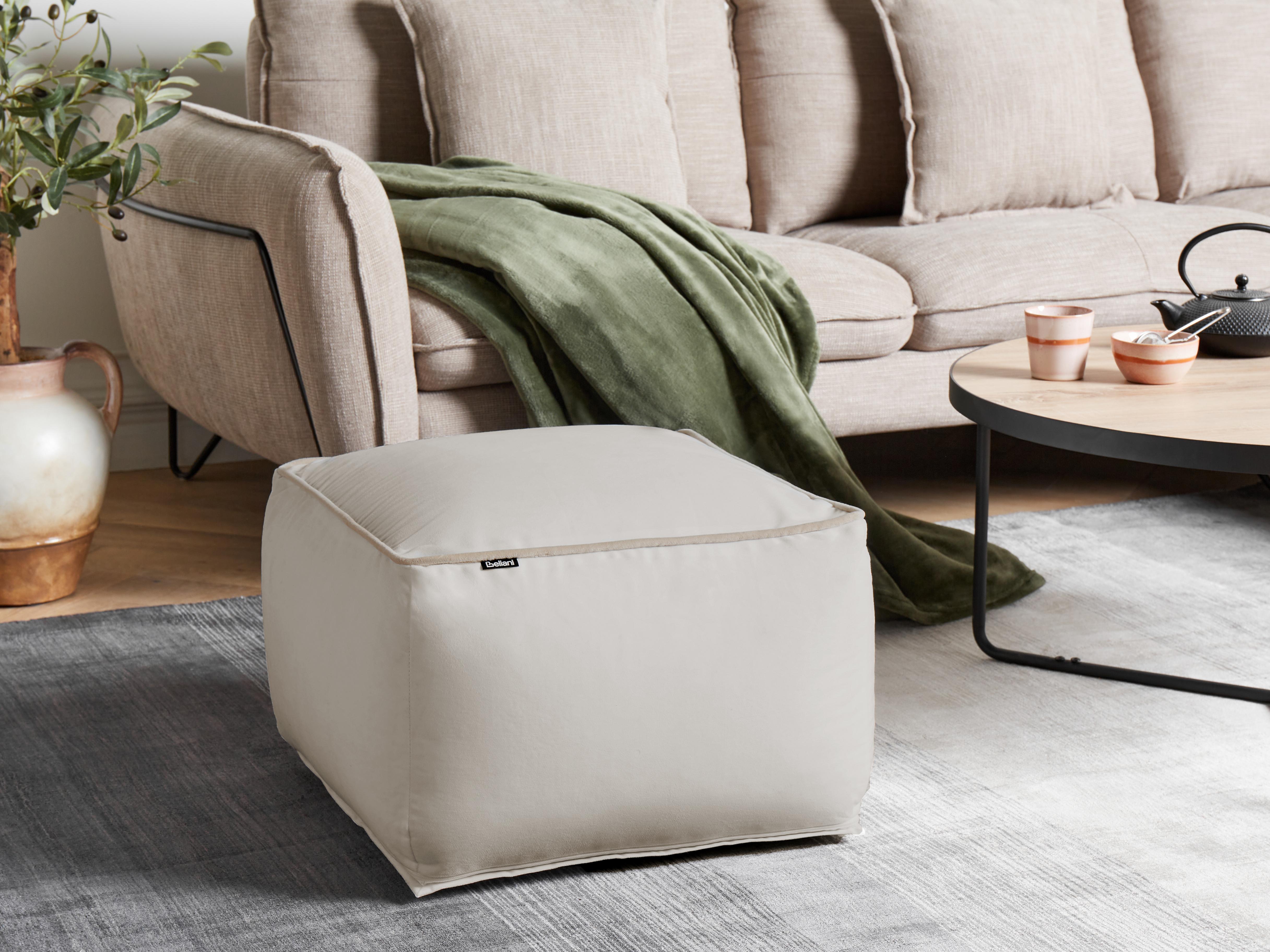 Poef DAREYN Fluweel Lichtbeige