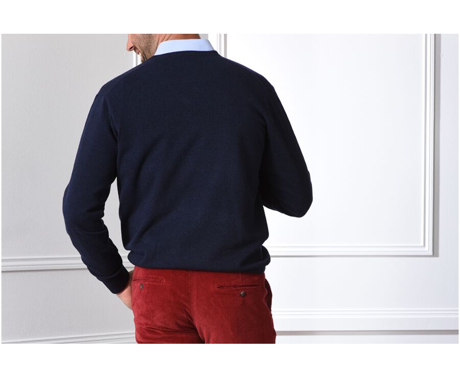 Pull homme laine col V Navy - ELIAN
