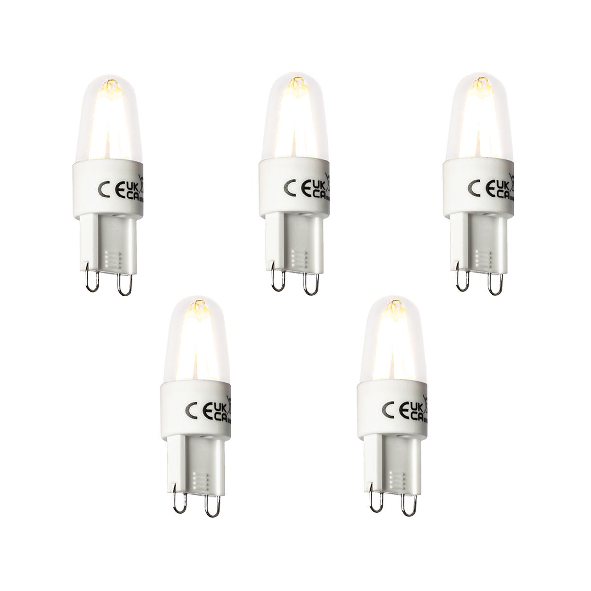 Set van 5 G9 LED filament lamp 1,8W 170 lm 2300K